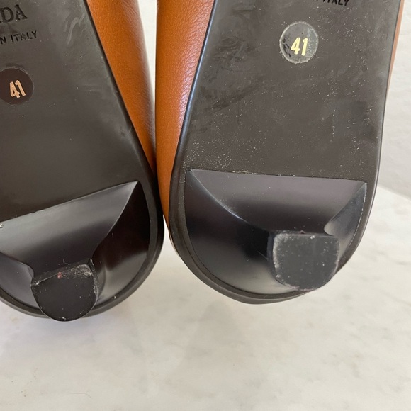 Prada Leather Almond Toe Loafer Kitten Heels Size 41 - Picture 8 of 10